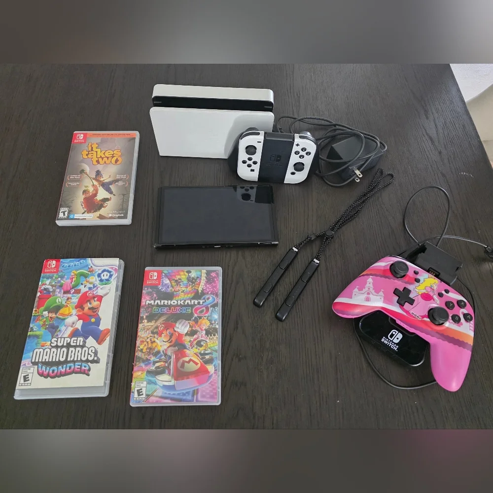 Nintendo Switch Console with Joy-Con Controllers - Black and White BUNDLE